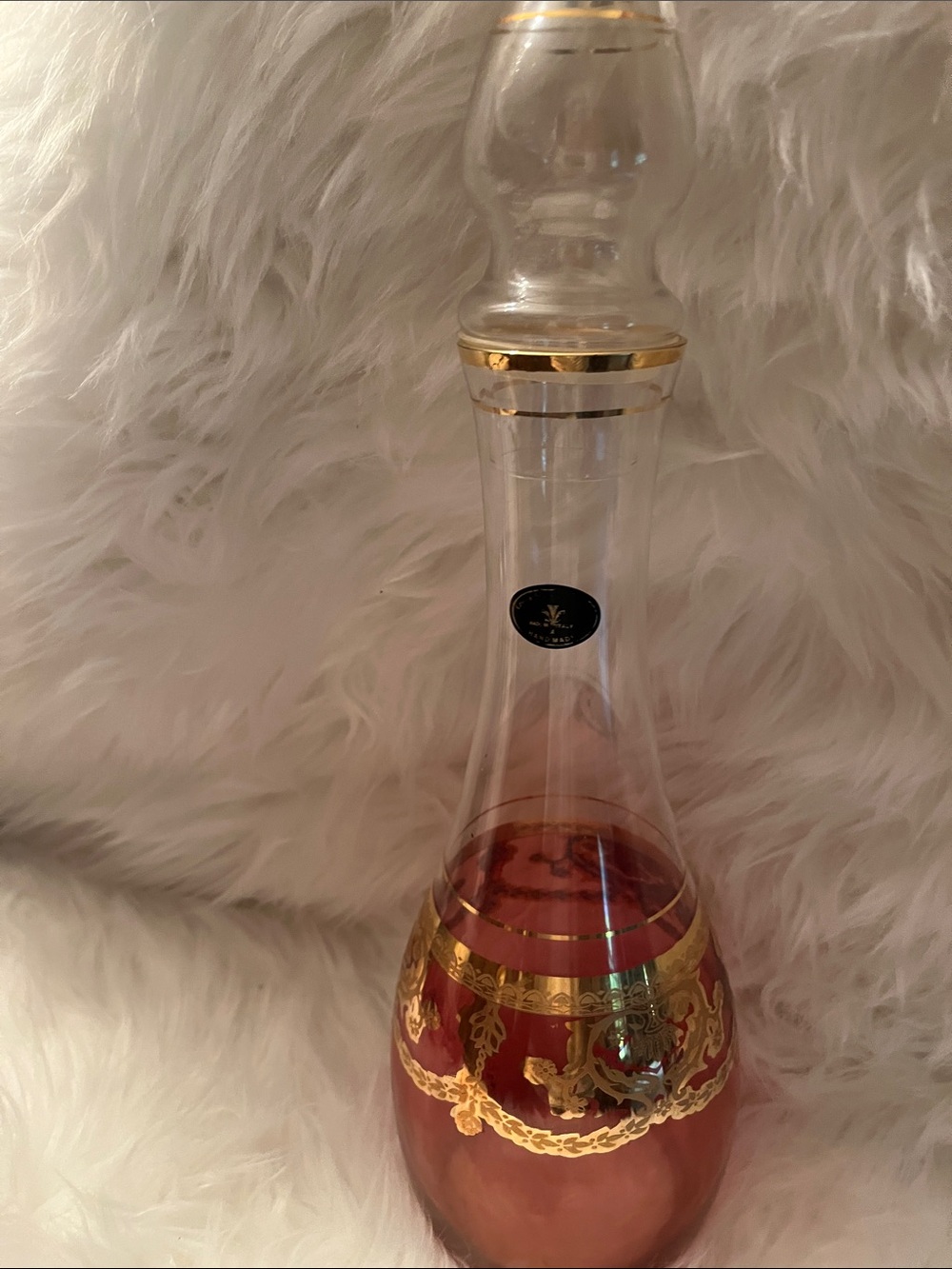 Vintage Gold-Trimmed Amber Glass Decanter - Home Accents